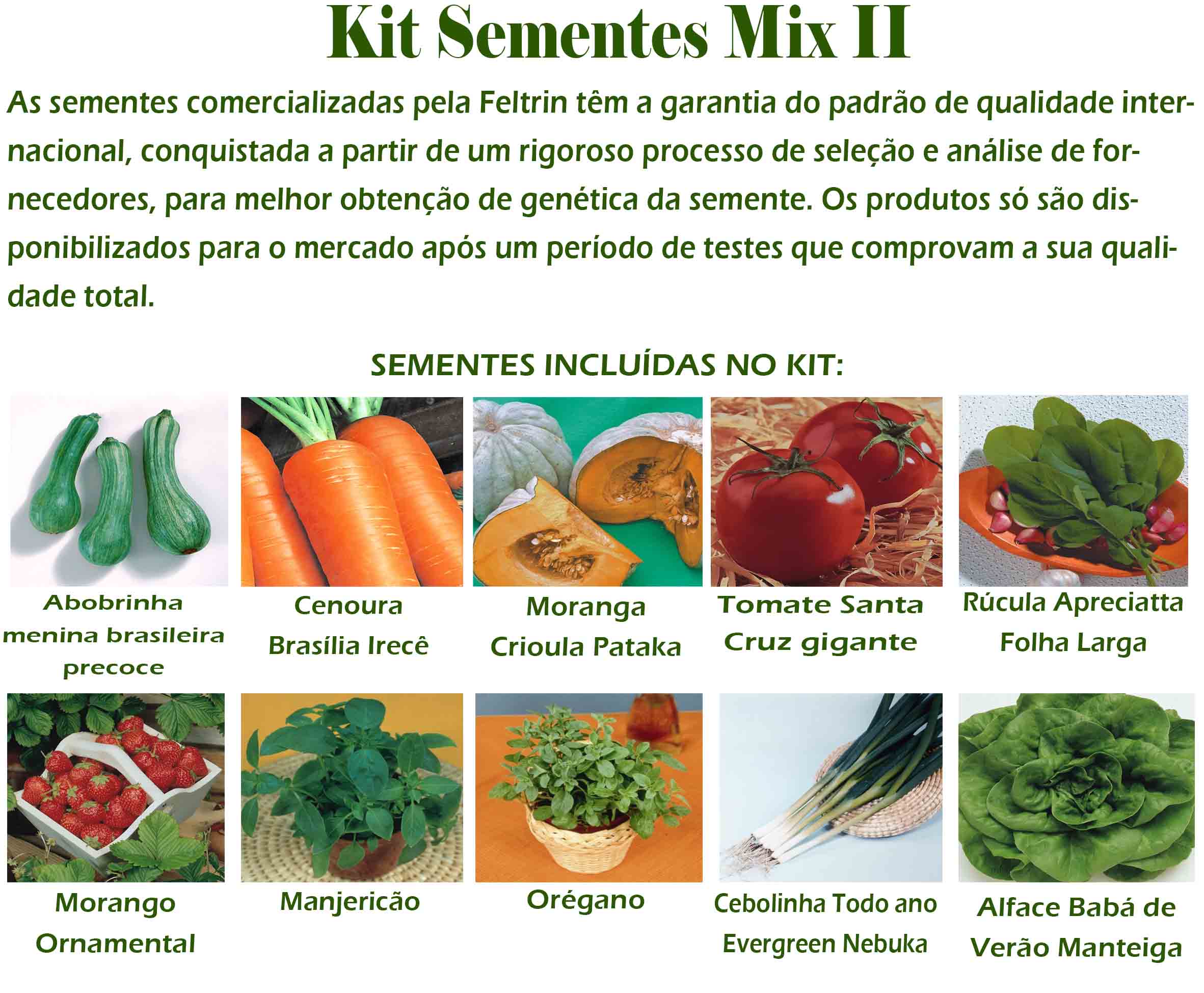 Kit Sementes Mix II Feltrin Hortaliças Legumes