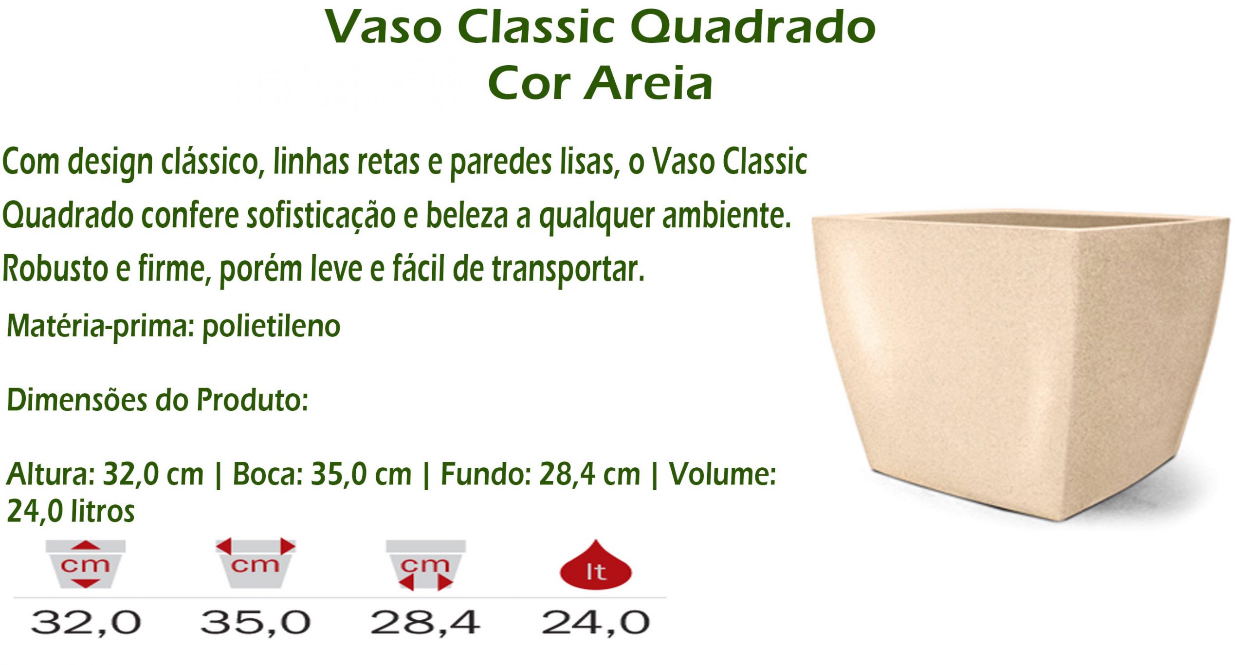 Vaso Classic Quadrado - cor areia
