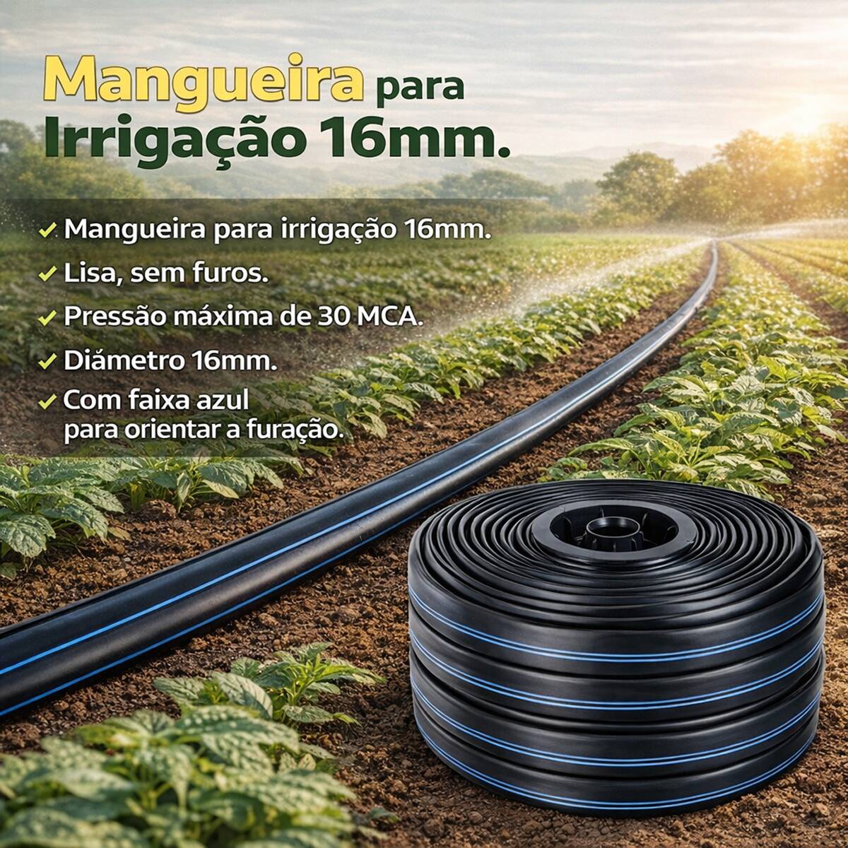 Mangueira para gotejamento PELBD 16mm